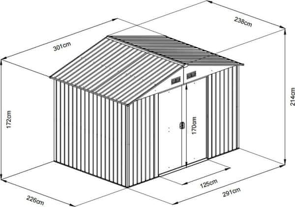 Dimenzije vrtne hiške Fieldmann FZDO 1007