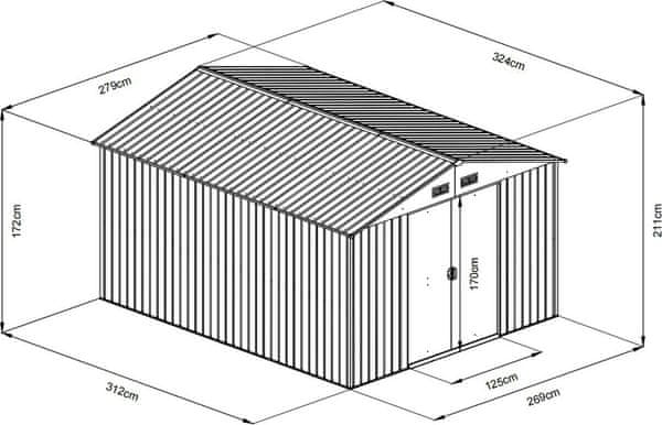 Dimenzije vrtne hiške Fieldmann FZDO 1009