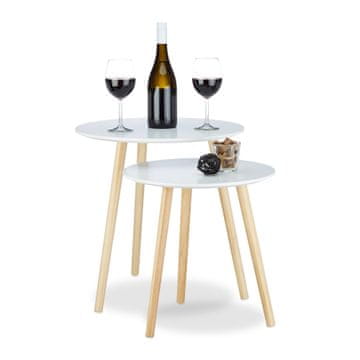 Northix Scandinavian Nesting Coffee Tables Set Wooden White Space Saving