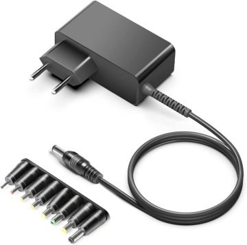 slomart TAIFU 18V Univerzalni AC/DC Adapter - Polnilni Kabel (5.5x2.1mm) za Prenosnike & Več. Vključuje različne konice.