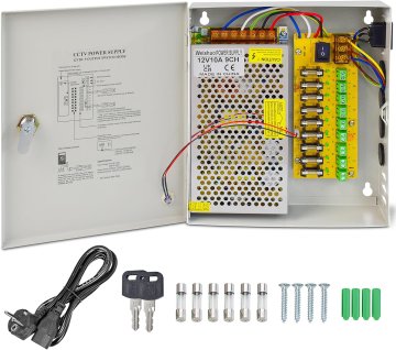 slomart CCTV napajalnik 12V 10A DC 120W, 9-kanalni ohišje za nadzorno kamero, kovinsko ohišje, ključavnica, več zaščite