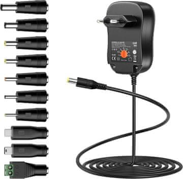 slomart Zolt Univerzalni AC na DC napajalnik 3-12V, 2A z USB, 10 DC vtiči. Za elektroniko doma. 2000mA max.