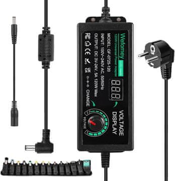 slomart 5A 120W Univerzalni Nastavljiv Napajalnik 3V-24V, AC/DC, LED, 14 Vtičev. Za Elektroniko. 100V-240V.