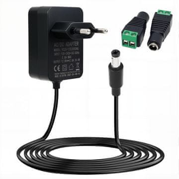 slomart 12V 2A Napajalnik za LED Trakove 24W - AC 220-240V v DC 12V Transformator - Univerzalni Adapter z 2 DC Vtiči
