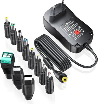 slomart SoulBay 48W Univerzalni AC/DC napajalnik: 5-19V, 11 nastavkov, USB, za LED, usmerjevalnik, kamero. 4000mA max.