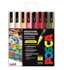Komplet markerjev Posca PC-3M - Jesen, 0,9 - 1,3 mm (mešanica zemeljskih tonov, 8 kosov)