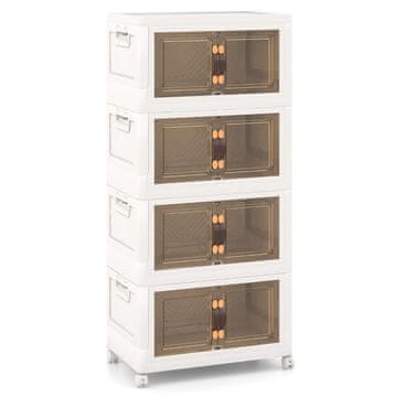 Northix Komplet 4 zložljivih škatel za shranjevanje s pokrovi, kolesi in vrati, 49,5 x 31,5 x 112,5 cm