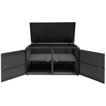 Northix Škatla za shranjevanje iz ratana 335L z dvojno vrati in pokrovom, črna