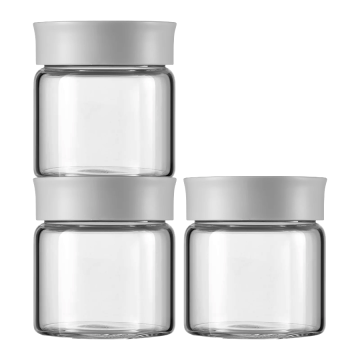 shumee Stekleni kozarci BUYDEEM 200 ml z navojnim pokrovčkom, nordijsko sivi, CS1001