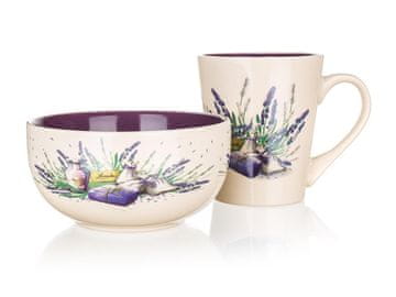 Banquet Vrč 360 ml + skleda 540 ml LAVENDER keramični komplet 2 kosov.