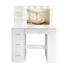 Aga Toaletna miza z ogledalom in osvetlitvijo Mat bela