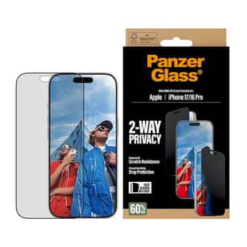 PanzerGlass Privacy zaščitno steklo za iPhone 17 / iPhone 16 Pro, UWF (PG93414)