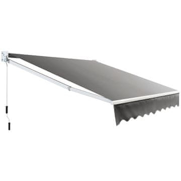 Northix Zložljiva tenda za teraso aluminij 245x200 cm siva nastavljiv kot