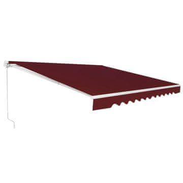 Northix Zložljiva tenda za teraso aluminij 3,6 m x 3 m vinsko rdeča nastavljiv kot