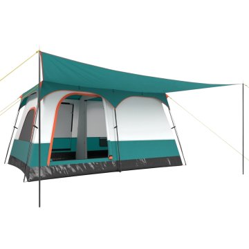 Northix Velik šotor z tendo & tla & 2 sobi & 2 vhoda torba za kampiranje družinski šotor S