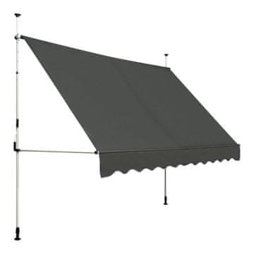 Northix 350 cm široka vpenjalna markiza brez vrtanja, UV-odporna balkonska markiza, po višini nastavljiva markiza, siva