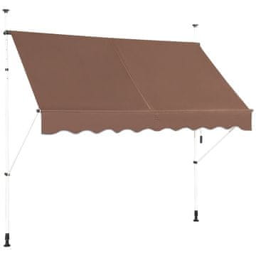 Northix 250 cm nastavljiva tenda za balkon UV zaščita rjava z aluminijastim okvirjem