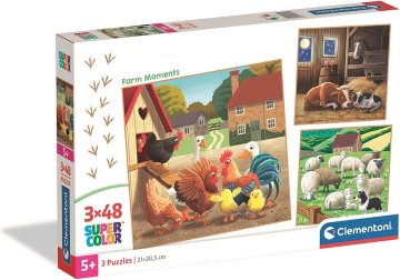 Clementoni Puzzle Trenutki na kmetiji 3x48 kosov