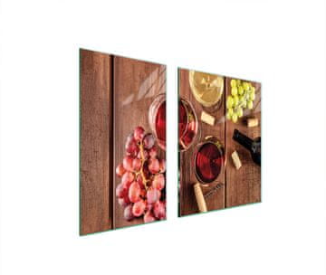 shumee STEKLENI KROŽNIK IN DESKA ZA REZANJE 100x52 ZA VINO