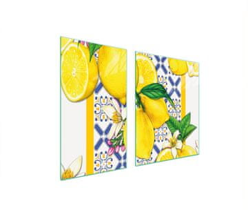 shumee STEKLENI KROŽNIK IN DESKA ZA REZANJE 100x52 LIMON