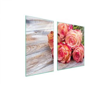 shumee STEKLENI KROŽNIK IN DESKA ZA REZANJE 100x52 ROSE