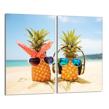 shumee Steklena zaščita za kuhalno ploščo 2x30x52 Ananas