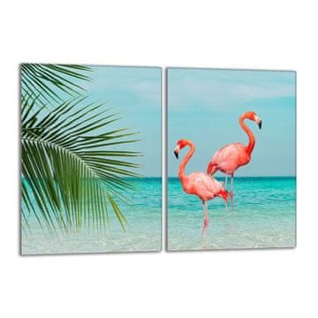 shumee Steklena zaščitna plošča za štedilnik 2x40x52 Flamingo