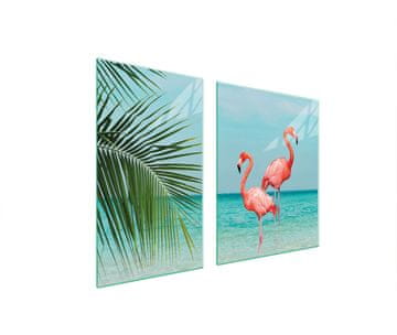 shumee STEKLENI KROŽNIK IN DESKA ZA REZANJE 100x52 FLAMINGO