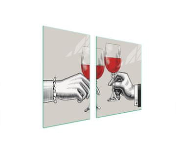 shumee STEKLENI KROŽNIK IN DESKA ZA REZANJE 100x52 ZA VINO
