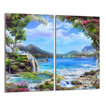 shumee Steklena zaščitna plošča za štedilnik 2x30x52 Mountains