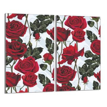 shumee Steklena zaščita za kuhalno ploščo 2x30x52 Roses