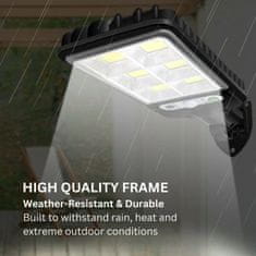 Netscroll Solarna stenska luč, LED, senzor gibanja, solarno polnjenje, 3 načini osvetlitve, IP65, črna, LedSens