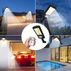 Netscroll Solarna stenska luč, LED, senzor gibanja, solarno polnjenje, 3 načini osvetlitve, IP65, črna, LedSens
