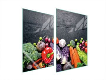 shumee STEKLENI ZAŠČITNI KROŽNIK ZA KUHINJO 2x35x52 ZELENJAVA