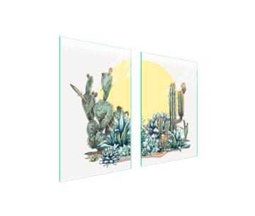 shumee STEKLENA ZAŠČITNA KROŽNIKA ZA KUHINJO 65x52 CACTUS