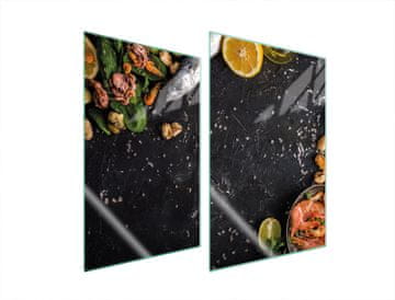 shumee STEKLENI ZAŠČITNI KROŽNIK ZA KUHINJO 2x35x52 RIBA