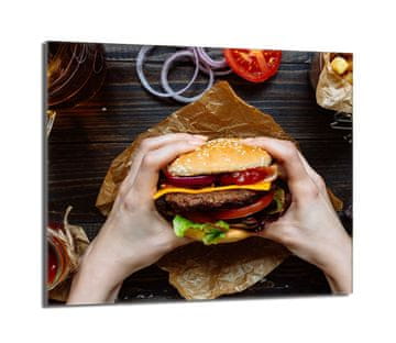 shumee Steklena zaščitna plošča za štedilnik 60x52 Hamburger