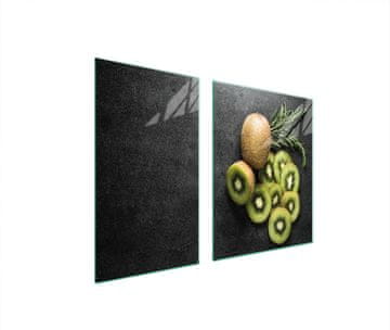 shumee STEKLENI KROŽNIK IN DESKA ZA REZANJE 100x52 KIWI