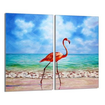 shumee Steklena zaščitna plošča za štedilnik 2x30x52 Flamingo