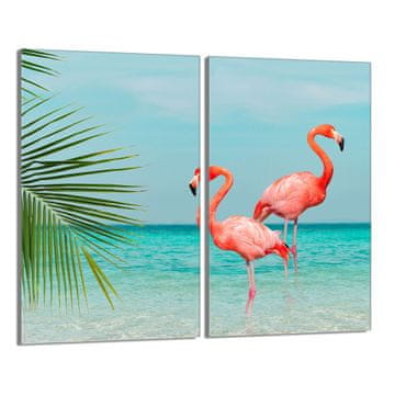 shumee Steklena zaščitna plošča za štedilnik 2x30x52 Flamingo