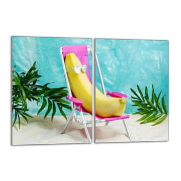 shumee Steklena zaščitna plošča za štedilnik 2x40x52 Banana