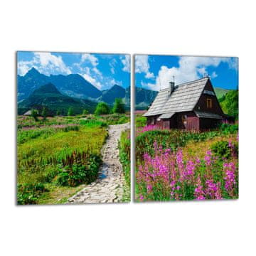 shumee Steklena zaščitna plošča za štedilnik 2x40x52 Mountains