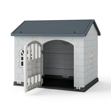 Northix Vodoodporna plastična pasja hišica z zaklepnimi vrati 75x58x65 cm