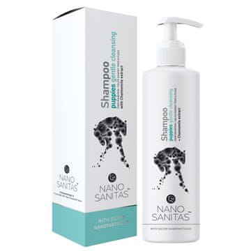 Severno NanoSanitas 2v1 šampon in balzam za mladiče in občutljivo kožo 250ml s srebrnimi nanodelci in kamilico brez parabenov podpira zaščito pred bolhami in klopi