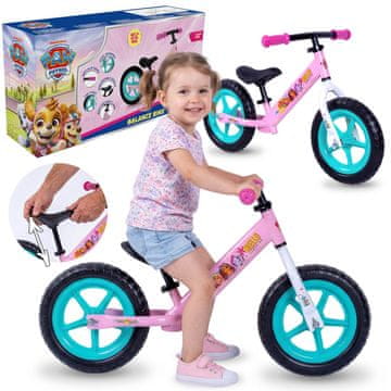 Paw Patrol Tačke na patrulji Lahko kovinsko kolo za deklice brez pedala, nastavljivo, s samodejnimi EVA-kolesi