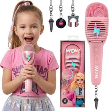 sarcia.eu WOW Generation Roza brezžični karaoke mikrofon za otroke, Bluetooth + obeski