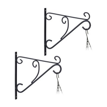 Northix Komplet 2 kovinskih držal za viseče košare črna