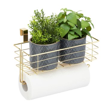 Northix Viseča kovinska košara z držalom za papirnate brisače