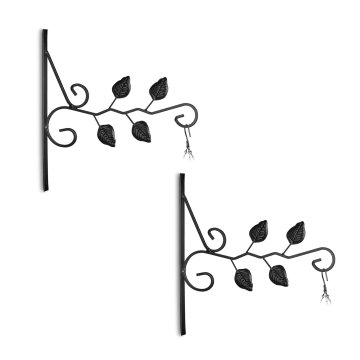 Northix Komplet 2 nosilcev za viseče košare iz železa z motivom listov