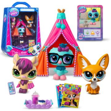 HASBRO Littlest Pet Shop Komplet figuric Pijama Party, serija 5, živali #423-425 + dodatki, premične zbirateljske figurice 4+